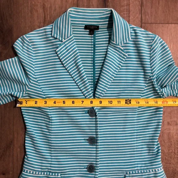 TALBOTS Cotton Blend Striped Blazer Jacket - Picture 10 of 11